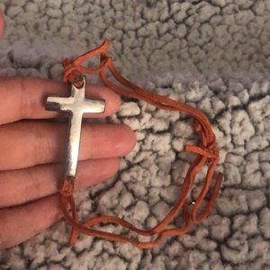 Cross leather bracelet